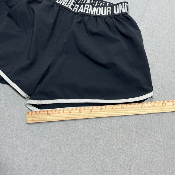 Under Armour Running Shorts XS Black White Athletic Underwear Logo Waistband - Picture 3 of 9